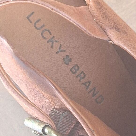 Lucky Brand Machiko Mule Slingback Stack Heeled Bootie Brown Leather size 8 / 38 - Picture 11 of 16